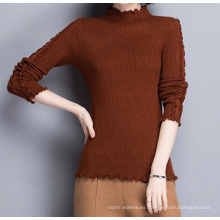 PK18ST097 suéter superior clásico de mujer con adornos de aro marrón suéter de serie